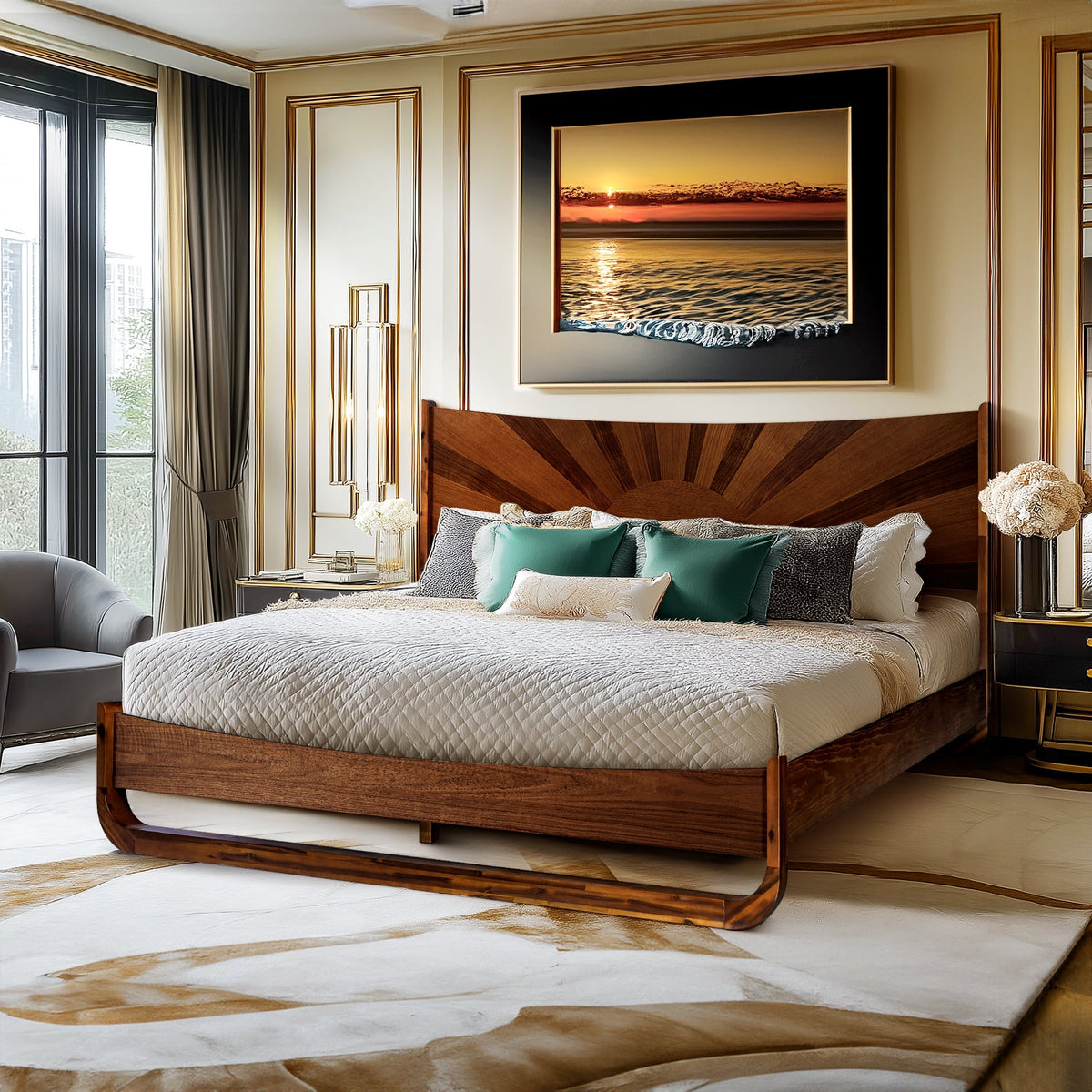 Sunset Solid Wood Bed Frame