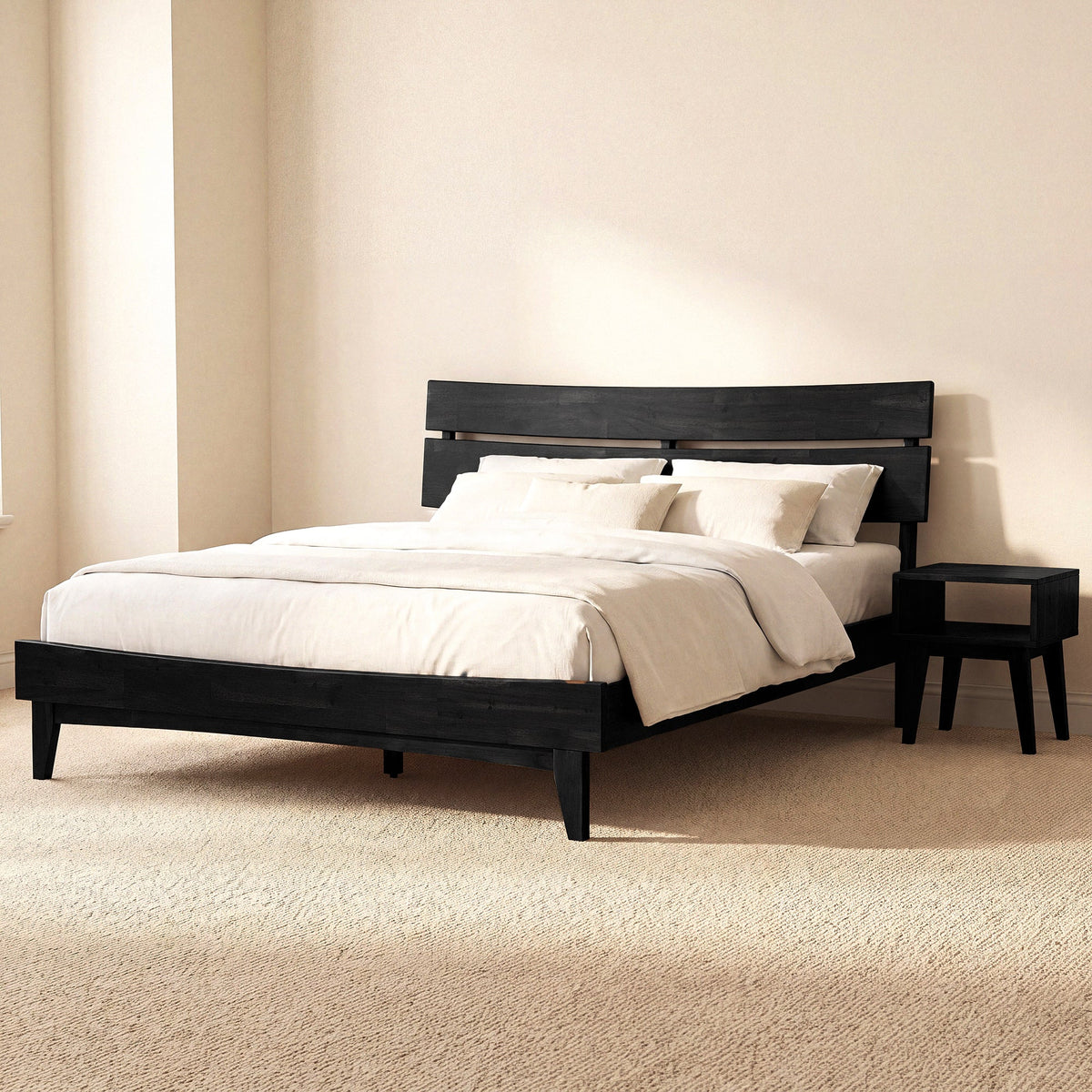 Aurora Solid Wood Bed Frame & Nightstand
