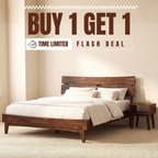 Aurora Solid Wood Bed Frame & Nightstand