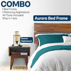 Aurora Solid Wood Bed Frame & Nightstand