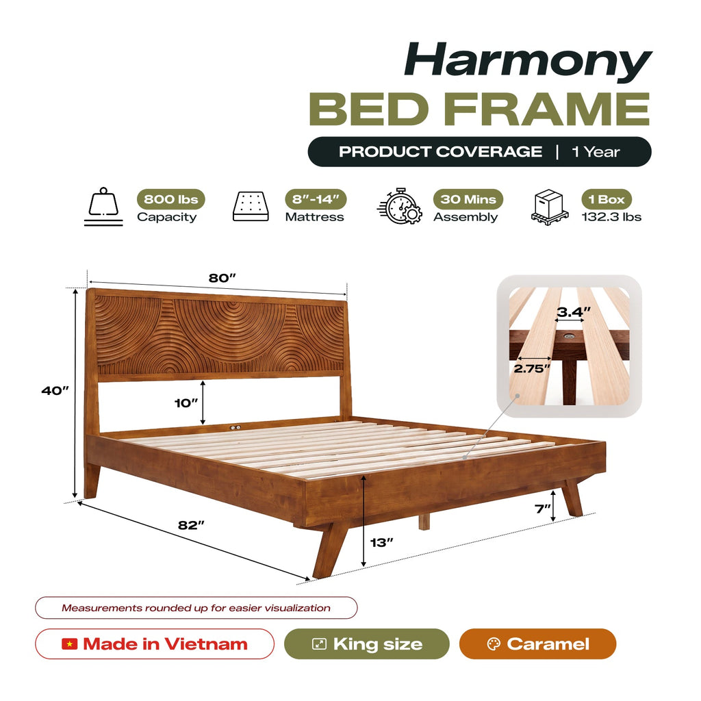 Harmony Solid Wood Bed Frame