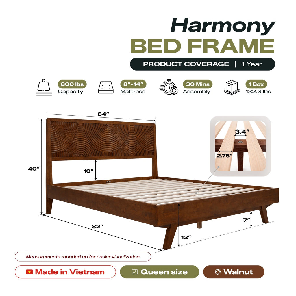 Harmony Solid Wood Bed Frame