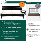 Aurora Solid Wood Bed Frame & Nightstand