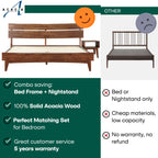 Aurora Solid Wood Bed Frame & Nightstand