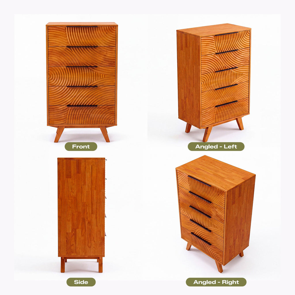 Harmony Solid Wood Dresser with 5 Drawers